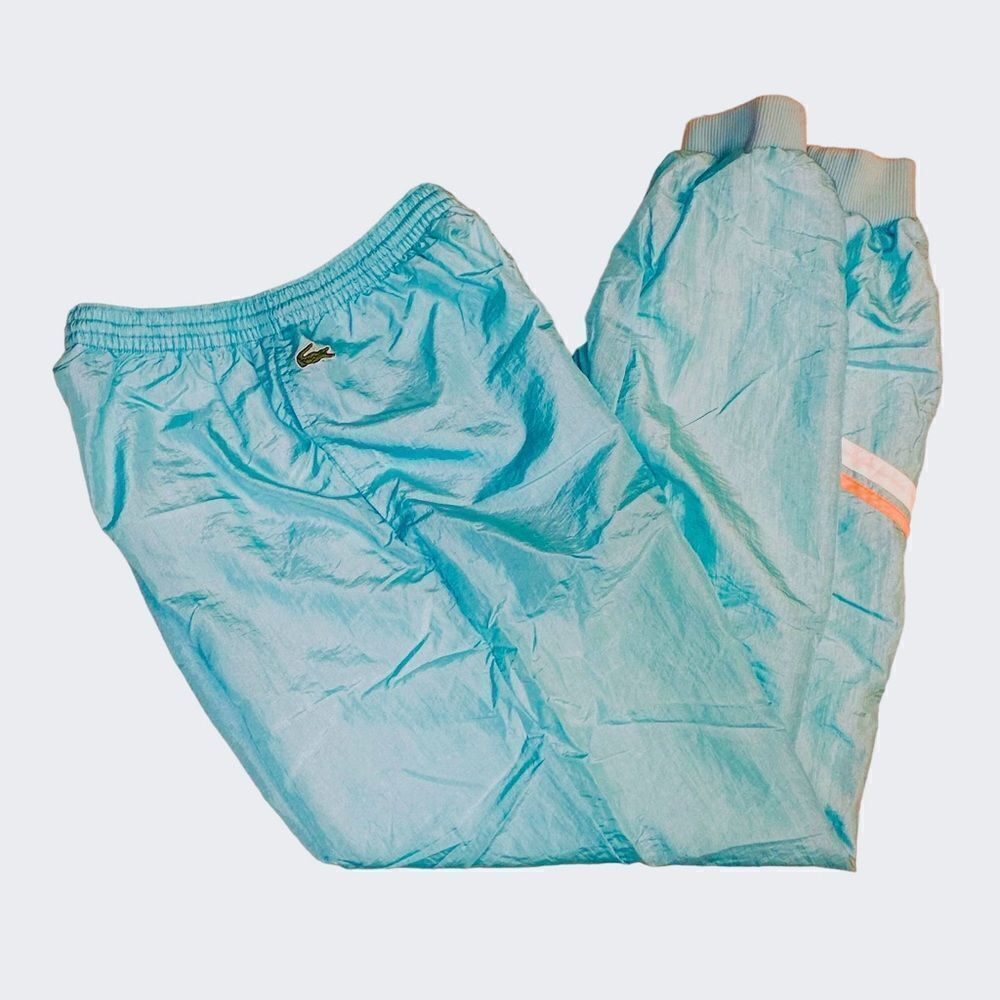 Vintage 80s Lacoste Turquoise Shell Track Pants. size XS